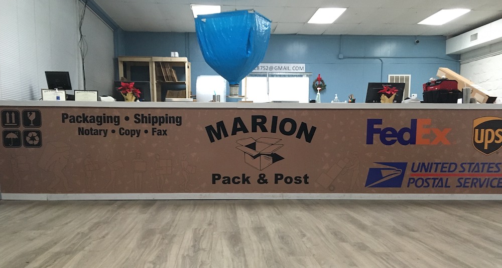 Marion Pack-N-Post counter front