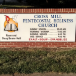 Cross Mill PHC new sign face, installed. Cross Mill Church Sign