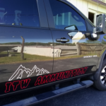 ITW Ammunition logo in cut vinyl. ITW Ammunition SUV lettering